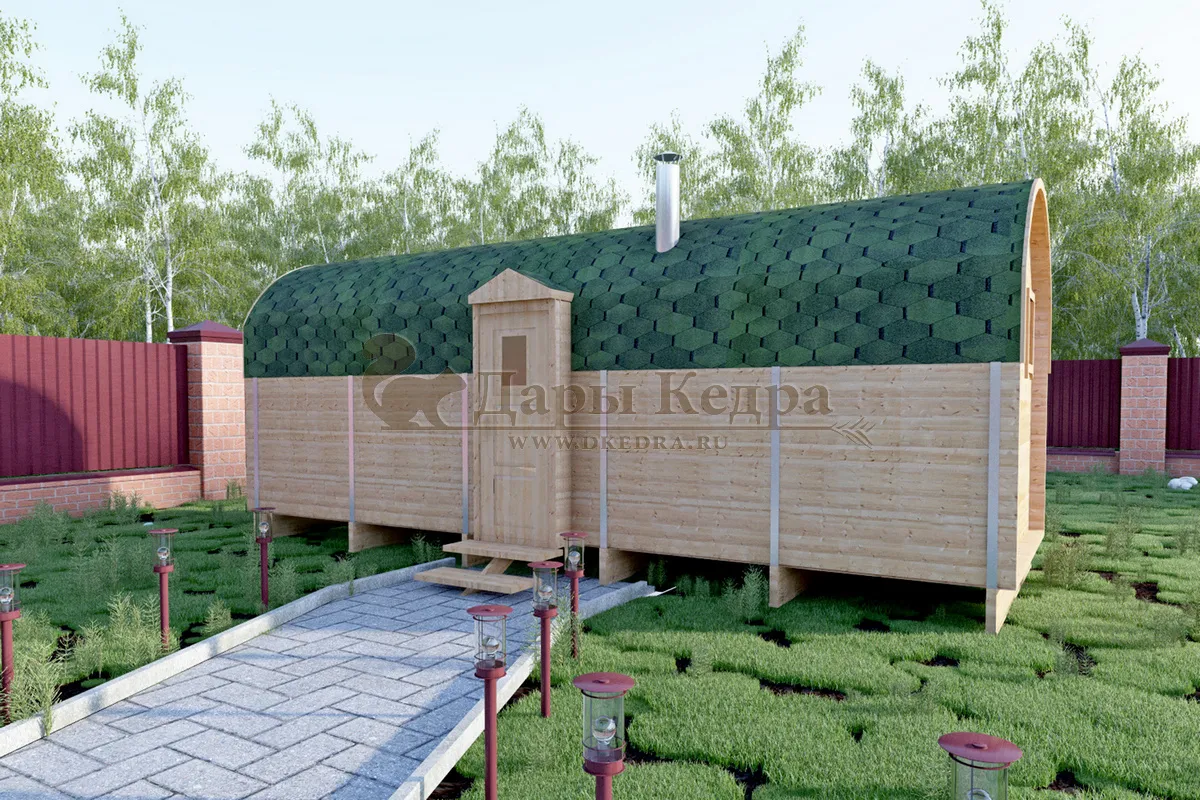 Баня-бочка буханка из кедра с боковым входом (все размеры)