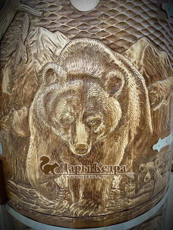 Кедровая бочка (фитобочка) «Бурый медведь»